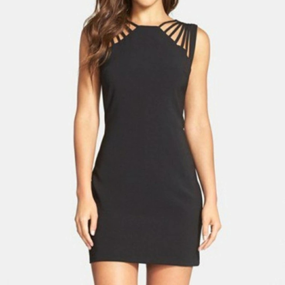 Dress The Population Black Strappy Shoulder Cora Dress Sz XL